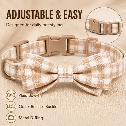 I-bestworld Plaid Bow Tie Pet Collar – Adjustable Decorative Collar for Cats & Dogs