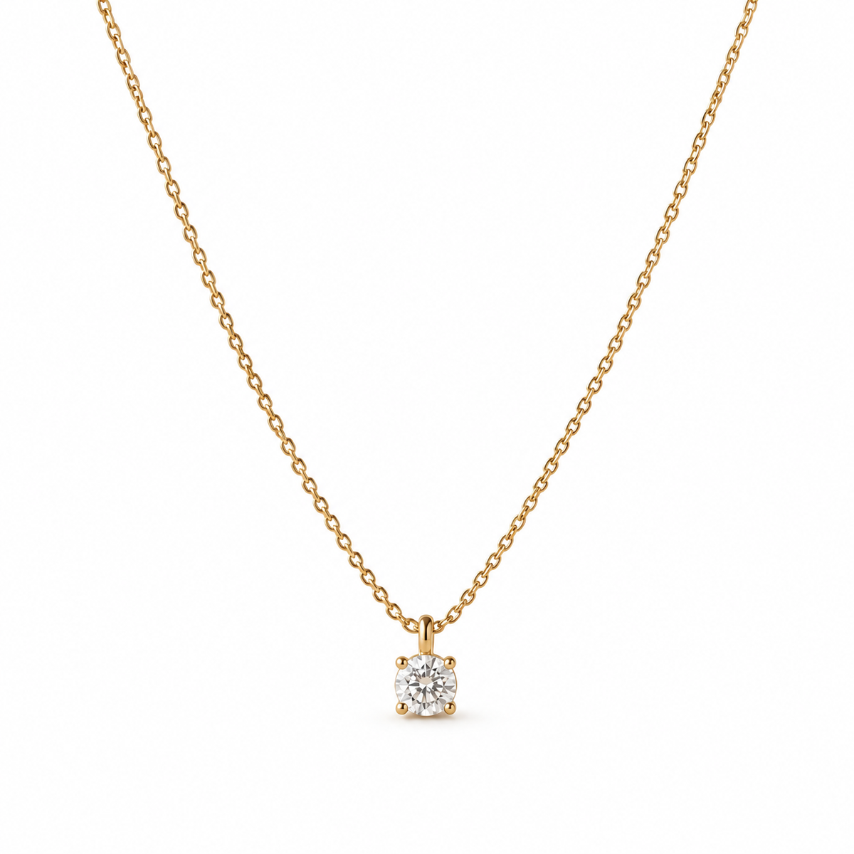 I-bestworld Gold-Tone Round Clear Stone Pendant Necklace – Minimalist Solitaire-Style Necklace for Everyday and Occasion Styling