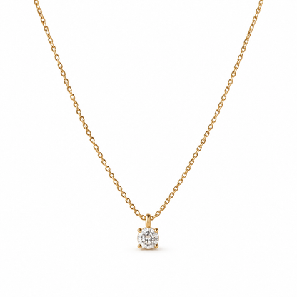 I-bestworld Gold-Tone Round Clear Stone Pendant Necklace – Minimalist Solitaire-Style Necklace for Everyday and Occasion Styling