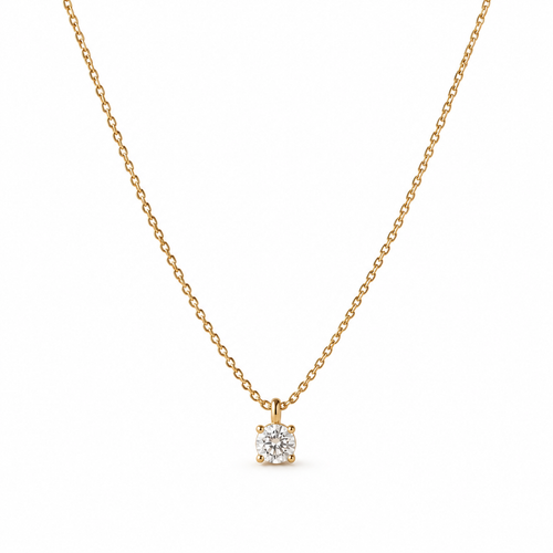 I-bestworld Gold-Tone Round Clear Stone Pendant Necklace – Minimalist Solitaire-Style Necklace for Everyday and Occasion Styling