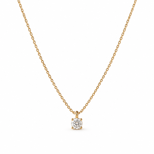 I-bestworld Gold-Tone Round Clear Stone Pendant Necklace – Minimalist Solitaire-Style Necklace for Everyday and Occasion Styling