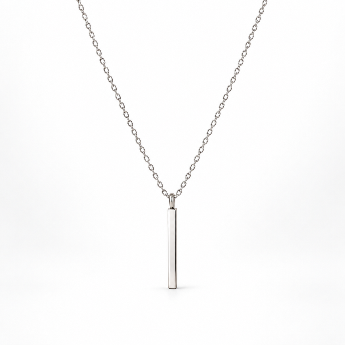 I-bestworld Silver-Tone Vertical Bar Pendant Necklace – Minimalist Geometric Necklace for Everyday Styling