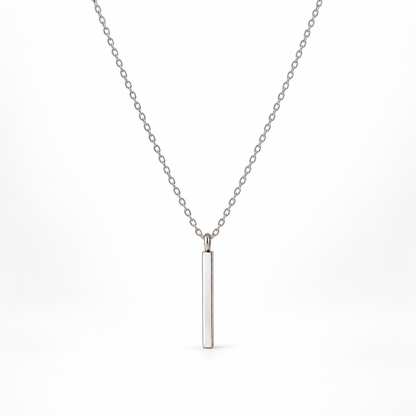 I-bestworld Silver-Tone Vertical Bar Pendant Necklace – Minimalist Geometric Necklace for Everyday Styling