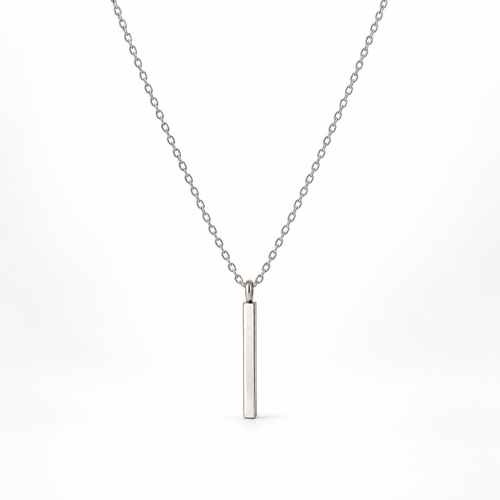 I-bestworld Silver-Tone Vertical Bar Pendant Necklace – Minimalist Geometric Necklace for Everyday Styling
