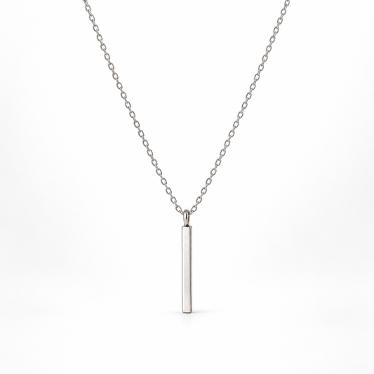 I-bestworld Silver-Tone Vertical Bar Pendant Necklace – Minimalist Geometric Necklace for Everyday Styling