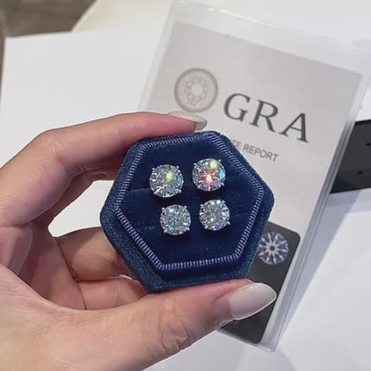 💎Diamond Stud Earrings – Secure Four-Prong Setting – Hypoallergenic Metal