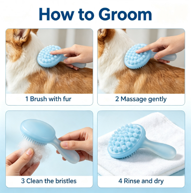 Dual-Action 2-in-1 Pet Grooming Bath Brush